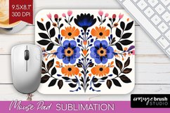Folk Flowers Mouse Pad Sublimation - Floral Folk Mousepad Product Image 1