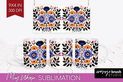 Folk Flowers Mug Wrap - Floral Folk Mug PNG Sublimation Product Image 1
