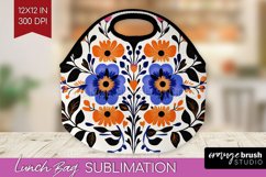 Folk Flowers Lunch Bag - Floral Folk Lunch Bug PNG Product Image 1