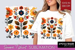 Folk Flowers Square Tshirt Background - Floral Folk PNG Product Image 1