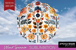 Folk Flowers Wind Spinner Sublimation PNG - Floral Folk Product Image 1