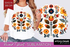 Folk Flowers Round Tshirt Background - Floral Folk PNG Product Image 1