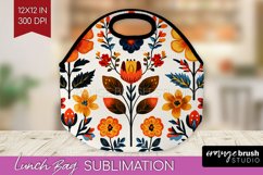 Folk Flowers Lunch Bag - Floral Folk Lunch Bug PNG Product Image 1