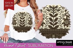 Folk Flowers Round Tshirt Background - Floral Folk PNG Product Image 1