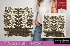 Folk Flowers Tote Bag - Floral Folk Tote Bag PNG Sublimation Product Image 1