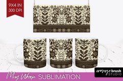 Folk Flowers Mug Wrap - Floral Folk Mug PNG Sublimation Product Image 1