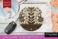 Folk Flowers Car Coaster - Floral Folk Coaster PNG Product Image 1