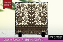 Folk Flowers Slate PNG - Floral Folk Square Slate Product Image 1