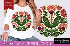 Folk Flowers Round Tshirt Background - Floral Folk PNG Product Image 1