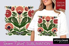 Folk Flowers Square Tshirt Background - Floral Folk PNG Product Image 1