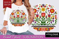 Folk Flowers Round Tshirt Background - Floral Folk PNG Product Image 1