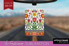 Folk Flowers Air Freshener PNG - Floral Folk PNG Sublimation Product Image 1
