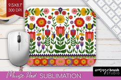 Folk Flowers Mouse Pad Sublimation - Floral Folk Mousepad Product Image 1