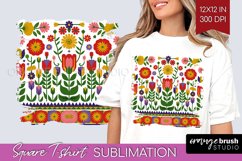 Folk Flowers Square Tshirt Background - Floral Folk PNG Product Image 1