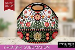 Folk Flowers Lunch Bag - Floral Folk Lunch Bug PNG Product Image 1