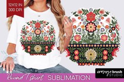 Folk Flowers Round Tshirt Background - Floral Folk PNG Product Image 1