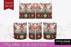 Folk Flowers Mug Wrap - Floral Folk Mug PNG Sublimation Product Image 1