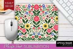 Folk Flowers Mouse Pad Sublimation - Floral Folk Mousepad Product Image 1