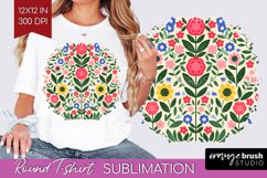 Folk Flowers Round Tshirt Background - Floral Folk PNG Product Image 1