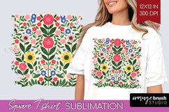 Folk Flowers Square Tshirt Background - Floral Folk PNG Product Image 1
