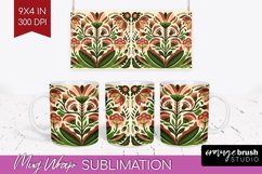 Folk Flowers Mug Wrap - Floral Folk Mug PNG Sublimation Product Image 1
