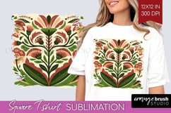 Folk Flowers Square Tshirt Background - Floral Folk PNG Product Image 1