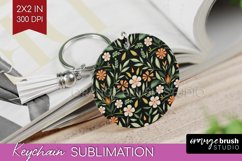 Folk Flowers Keychain PNG - Floral Folk Keychain Sublimation Product Image 1