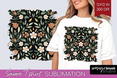 Folk Flowers Square Tshirt Background - Floral Folk PNG Product Image 1