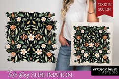Folk Flowers Tote Bag - Floral Folk Tote Bag PNG Sublimation Product Image 1