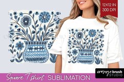 Folk Flowers Square Tshirt Background - Floral Folk PNG Product Image 1