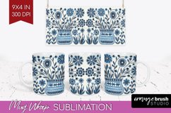 Folk Flowers Mug Wrap - Floral Folk Mug PNG Sublimation Product Image 1