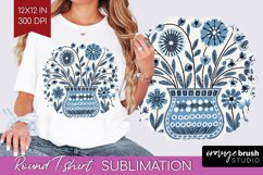 Folk Flowers Round Tshirt Background - Floral Folk PNG Product Image 1