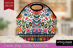 Folk Flowers Lunch Bag - Floral Folk Lunch Bug PNG Product Image 1