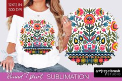 Folk Flowers Round Tshirt Background - Floral Folk PNG Product Image 1