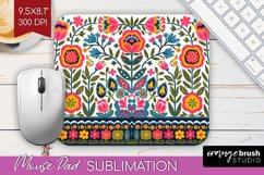 Folk Flowers Mouse Pad Sublimation - Floral Folk Mousepad Product Image 1