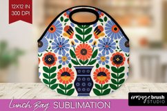 Folk Flowers Lunch Bag - Floral Folk Lunch Bug PNG Product Image 1