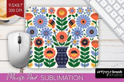 Folk Flowers Mouse Pad Sublimation - Floral Folk Mousepad Product Image 1