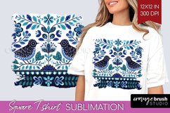 Folk Flowers Square Tshirt Background - Floral Folk PNG Product Image 1