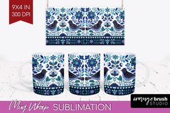Folk Flowers Mug Wrap - Floral Folk Mug PNG Sublimation Product Image 1