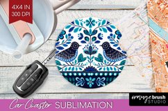 Folk Flowers Car Coaster - Floral Folk Coaster PNG Product Image 1