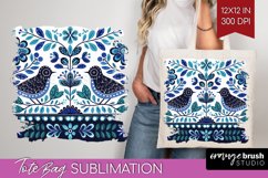 Folk Flowers Tote Bag - Floral Folk Tote Bag PNG Sublimation Product Image 1