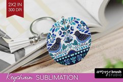Folk Flowers Keychain PNG - Floral Folk Keychain Sublimation Product Image 1
