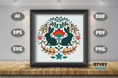 Rabbit Folk Art Scandinavian 3D Shadow Box Layered Papercut Product Image 3