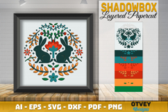 Rabbit Folk Art Scandinavian 3D Shadow Box Layered Papercut Product Image 1