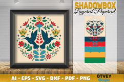 Bird Folk Art Scandinavian 3D Shadow Box Layered Papercut Product Image 2