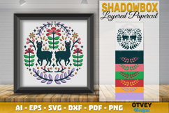 Llama Folk Art Scandinavian 3D Shadow Box Layered Papercut Product Image 1