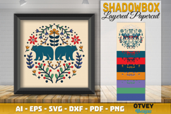 Bear Folk Art Scandinavian 3D Shadow Box Layered Papercut Product Image 2