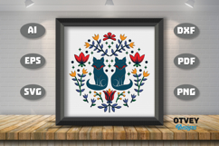 Fox Folk Art Scandinavian 3D Shadow Box Layered Papercut Product Image 3