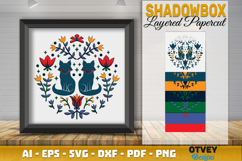 Fox Folk Art Scandinavian 3D Shadow Box Layered Papercut Product Image 1