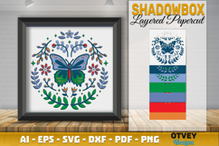 Butterfly Folk Art Scandinavian 3D Shadow Box Layered Paperc Product Image 1